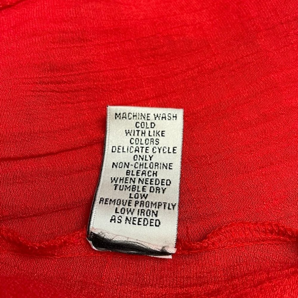 Counterparts Women Red Handkerchief Blouse Top 3/4 Sleeve Knit Lace Details Sz M - Picture 14 of 16